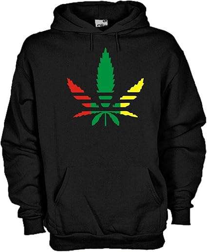 Felpa con Cappuccio KJ632 Foglia Maria Reggae bob marley