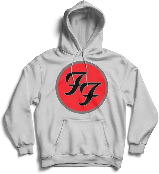 Foo Fighters Felpa con Cappuccio FF Band Logo Nuovo Ufficiale Uomo Grigio