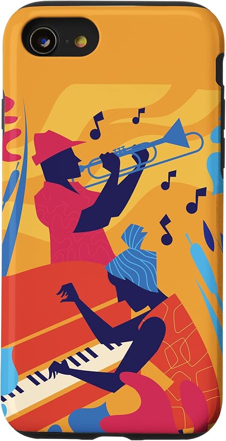 Custodia per iPhone SE (2020) / 7 / 8 Musicisti di musica jazz colorati
